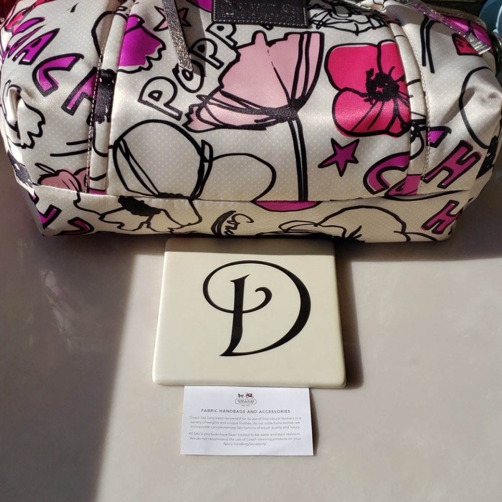 Coach Poppy Petal Print Lurex Rocker Hand Bag Crossbody Bag Strap #16308 NWT - Picture 13 of 16